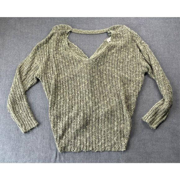 Altar’d State Twist Back Sweater Womens M Green Open Back Knit Cottagecore - Picture 1 of 8